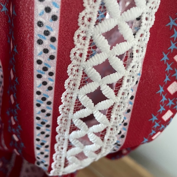 Red/White/Blue Short Sleeve Blouse - Small - EUC - Picture 5 of 5